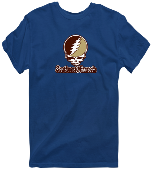 Southwest Minnesota Stealie Premium Unisex T-Shirt — Design: Southwest Minnesota State University — Navy