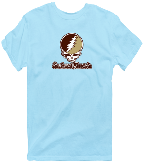 Southwest Minnesota Stealie Premium Unisex T-Shirt — Design: Southwest Minnesota State University — Light Blue