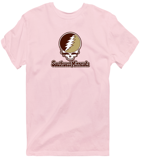 Southwest Minnesota Stealie Premium Unisex T-Shirt — Design: Southwest Minnesota State University — Light Pink
