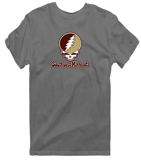 Southwest Minnesota Stealie Premium Unisex T-Shirt — Design: Southwest Minnesota State University — Charcoal
