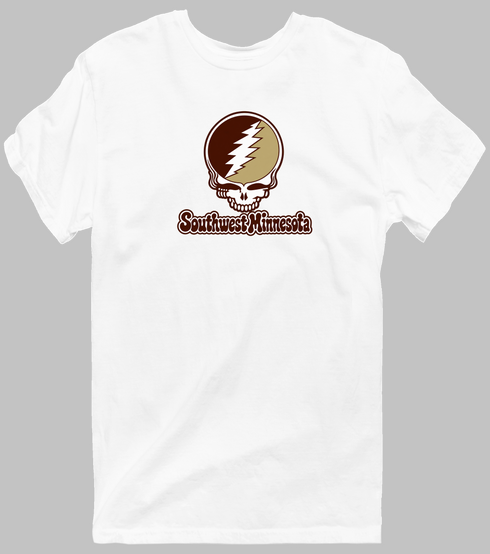 Southwest Minnesota Stealie Premium Unisex T-Shirt — Design: Southwest Minnesota State University — White