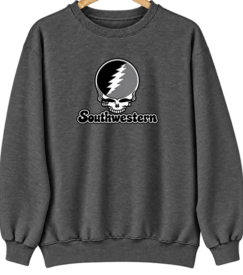 Southwestern Stealie Premium Unisex Crewneck — Design: Southwestern University — Dark Heather