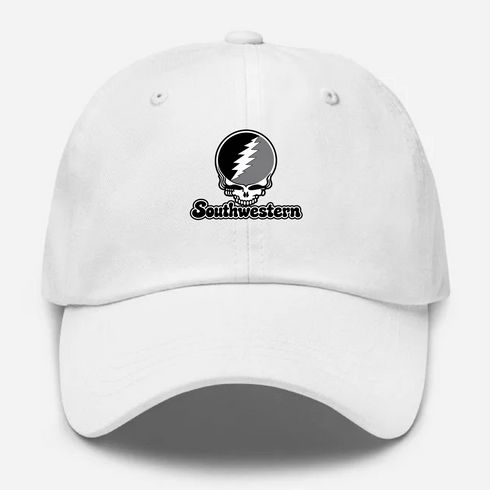 Southwestern Stealie Premium Unisex Dad Hat — Design: Southwestern University — White