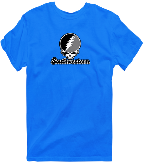 Southwestern Stealie Premium Unisex T-Shirt — Design: Southwestern University — Royal