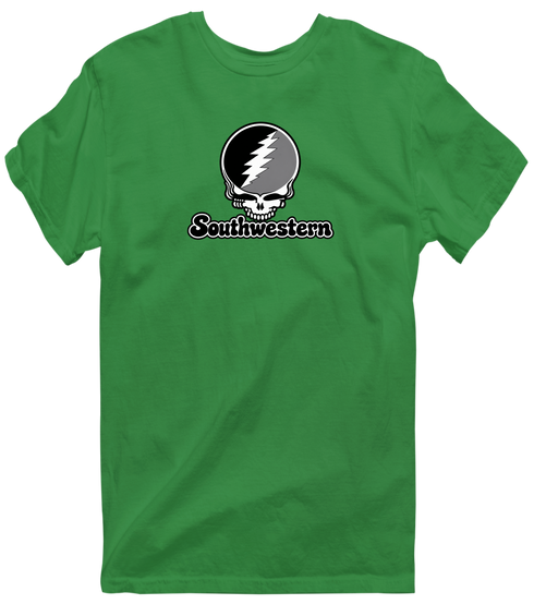 Southwestern Stealie Premium Unisex T-Shirt — Design: Southwestern University — Irish Green