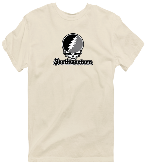 Southwestern Stealie Premium Unisex T-Shirt — Design: Southwestern University — Sand