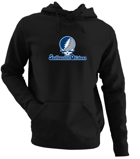 Southwestern Oklahoma Stealie Premium Unisex Hoodie — Design: Southwestern Oklahoma State University — Black