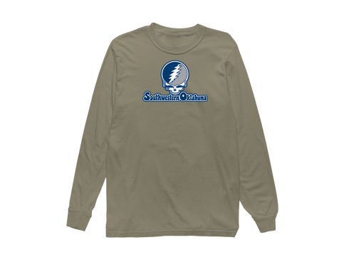Southwestern Oklahoma Stealie Premium Unisex Long-Sleeve — Design: Southwestern Oklahoma State University — Sandstone