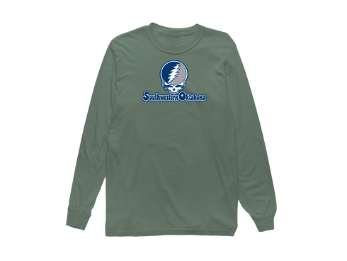 Southwestern Oklahoma Stealie Premium Unisex Long-Sleeve — Design: Southwestern Oklahoma State University — Light Green