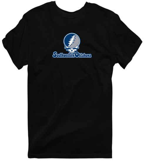 Southwestern Oklahoma Stealie Premium Unisex T-Shirt — Design: Southwestern Oklahoma State University — Black