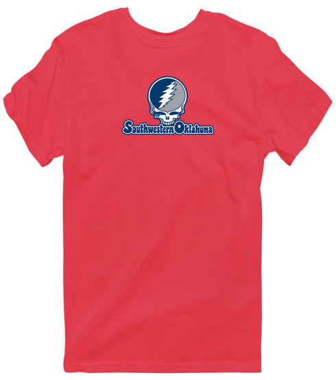 Southwestern Oklahoma Stealie Premium Unisex T-Shirt — Design: Southwestern Oklahoma State University — Heather Red
