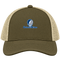 Southwestern Oklahoma Stealie Premium Unisex Trucker Cap — Design: Southwestern Oklahoma State University — Moss/Khaki