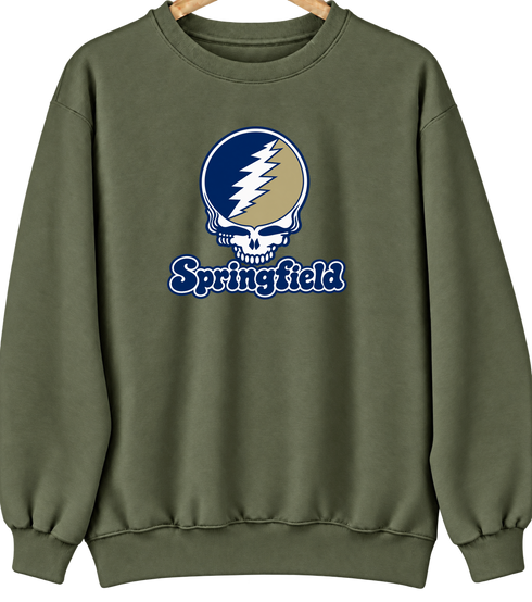 Springfield Stealie Premium Unisex Crewneck — Design: Illinois Springfield University of — Military Green