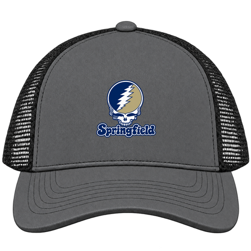 Springfield Stealie Premium Unisex Trucker Cap — Design: Illinois Springfield University of — Charcoal/Black