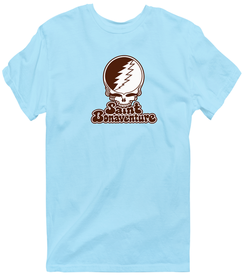 St Bonaventure Stealie Premium Unisex T-Shirt — Design: St. Bonaventure University — Light Blue