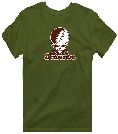 St Bonaventure Stealie Premium Unisex T-Shirt — Design: St. Bonaventure University — Military Green