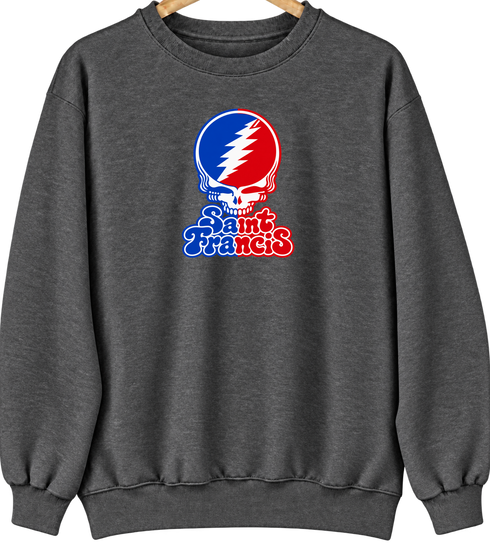 St Francis Stealie Premium Unisex Crewneck — Design: St. Francis College Brooklyn — Dark Heather