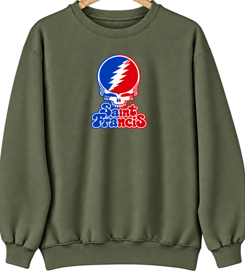 St Francis Stealie Premium Unisex Crewneck — Design: St. Francis College Brooklyn — Military Green
