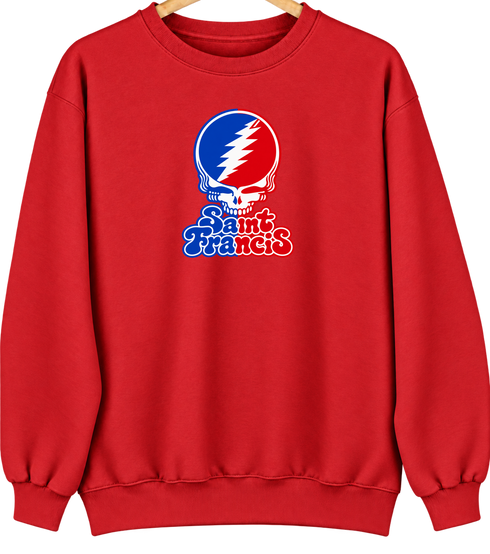 St Francis Stealie Premium Unisex Crewneck — Design: St. Francis College Brooklyn — Red