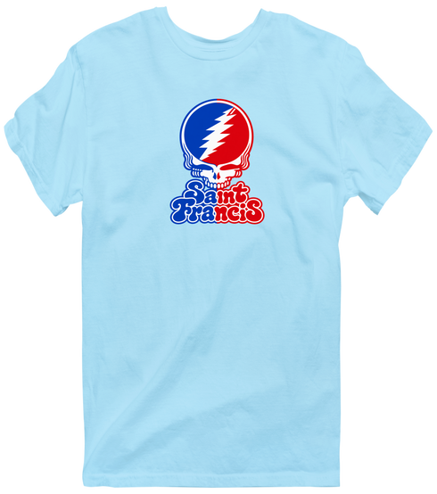 St Francis Stealie Premium Unisex T-Shirt — Design: St. Francis College Brooklyn — Light Blue