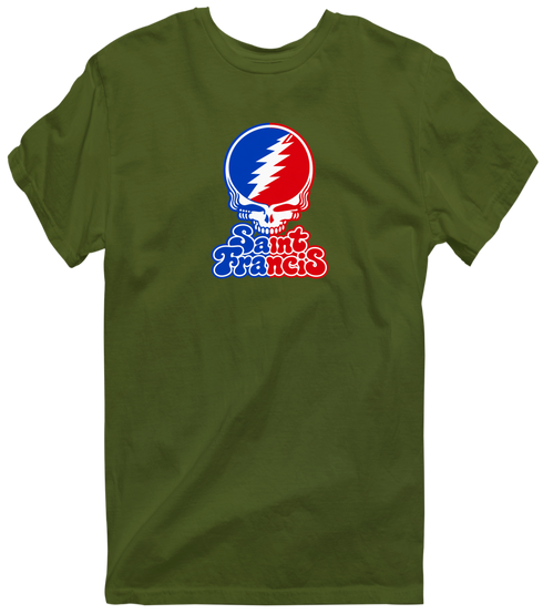 St Francis Stealie Premium Unisex T-Shirt — Design: St. Francis College Brooklyn — Military Green