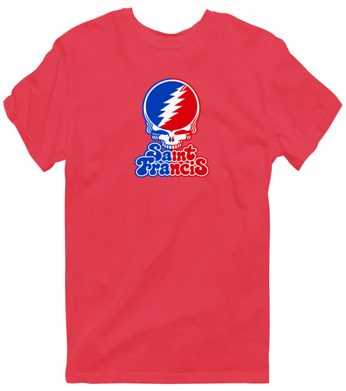 St Francis Stealie Premium Unisex T-Shirt — Design: St. Francis College Brooklyn — Heather Red