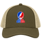 St Francis Stealie Premium Unisex Trucker Cap — Design: St. Francis College Brooklyn — Moss/Khaki