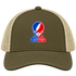 St Francis Stealie Premium Unisex Trucker Cap — Design: St. Francis College Brooklyn — Moss/Khaki