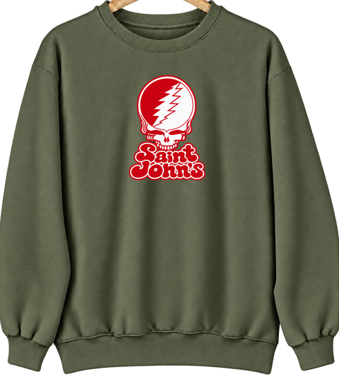St John's Stealie Premium Unisex Crewneck — Design: St John's University — Military Green