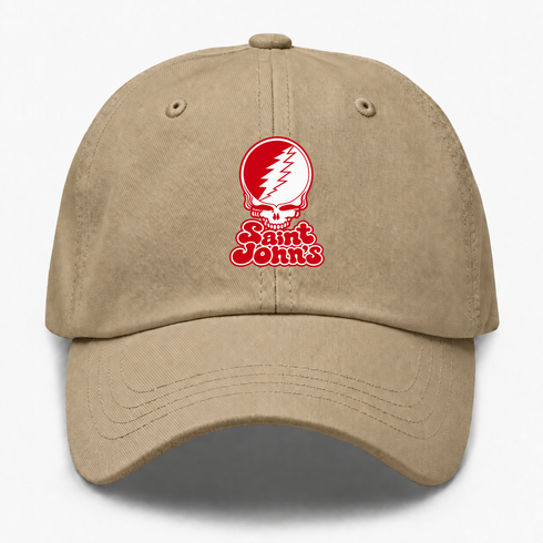 St John's Stealie Premium Unisex Dad Hat — Design: St John's University — Khaki