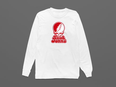 St John's Stealie Premium Unisex Long-Sleeve — Design: St John's University — White