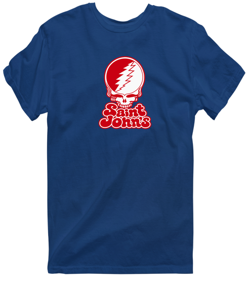 St John's Stealie Premium Unisex T-Shirt — Design: St John's University — Navy