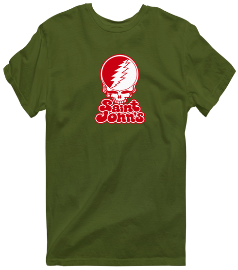 St John's Stealie Premium Unisex T-Shirt — Design: St John's University — Military Green