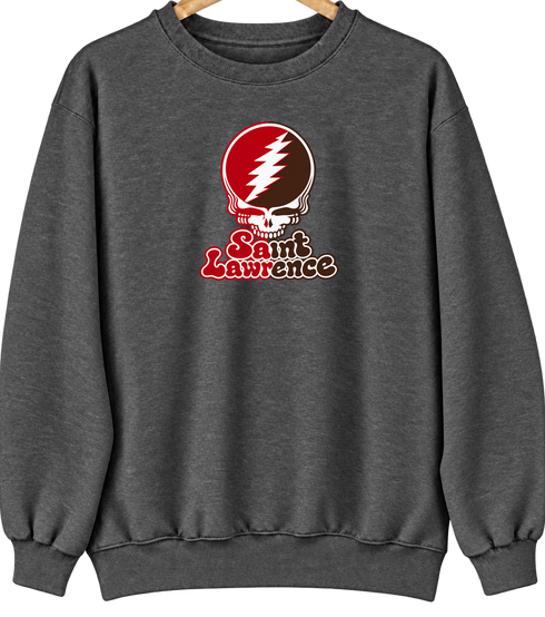 St Lawrence Stealie Premium Unisex Crewneck — Design: St Lawrence University — Dark Heather
