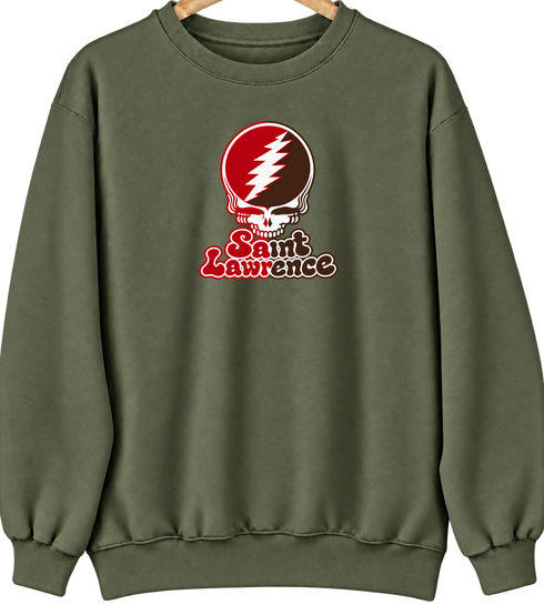 St Lawrence Stealie Premium Unisex Crewneck — Design: St Lawrence University — Military Green