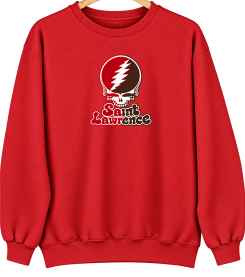 St Lawrence Stealie Premium Unisex Crewneck — Design: St Lawrence University — Red