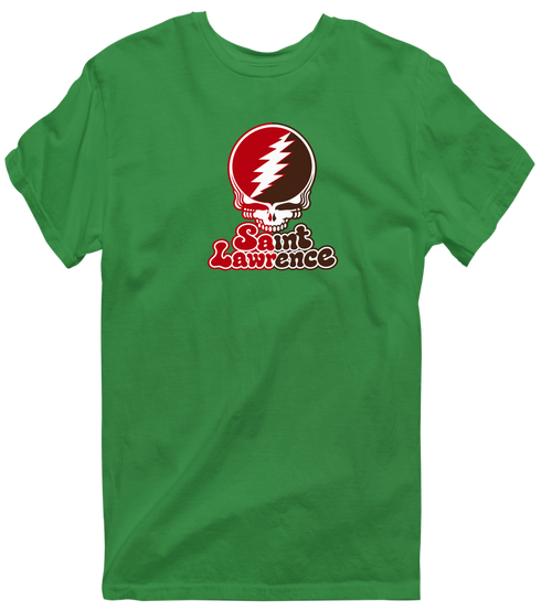 St Lawrence Stealie Premium Unisex T-Shirt — Design: St Lawrence University — Irish Green
