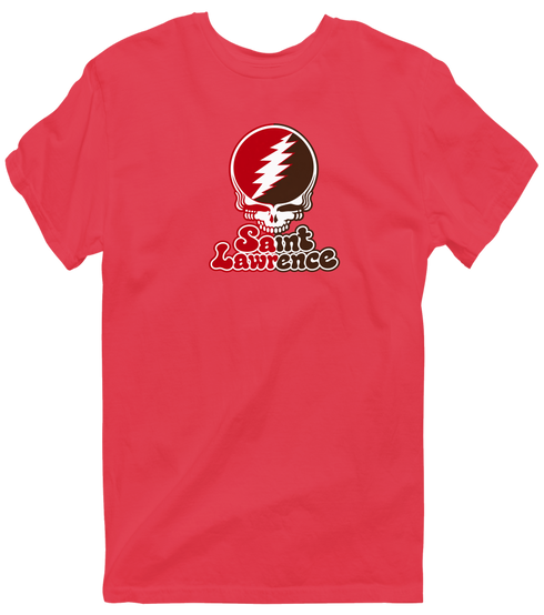 St Lawrence Stealie Premium Unisex T-Shirt — Design: St Lawrence University — Heather Red