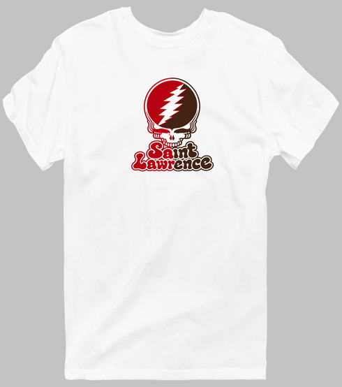 St Lawrence Stealie Premium Unisex T-Shirt — Design: St Lawrence University — White