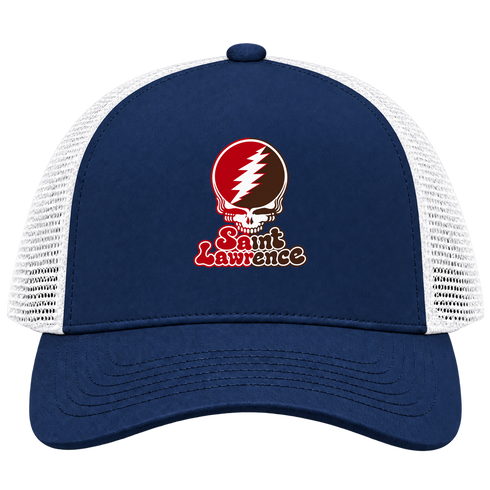 St Lawrence Stealie Premium Unisex Trucker Cap — Design: St Lawrence University — Navy/White