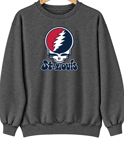 St. Louis Baseball Stealie Grateful Dead Crewneck — St. Louis Cardinals — Dark Heather