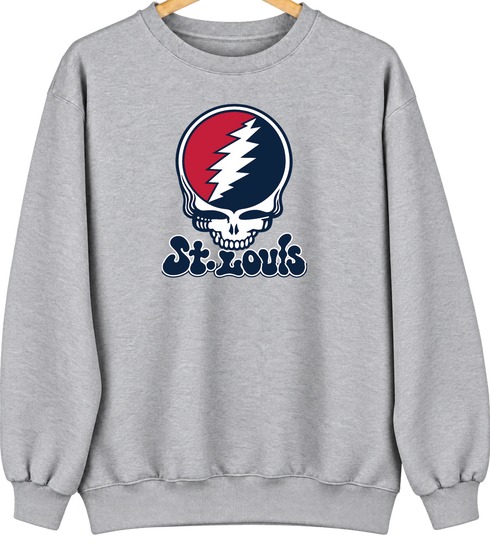 St. Louis Baseball Stealie Grateful Dead Crewneck — St. Louis Cardinals — Sport Grey