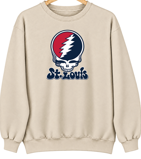 St. Louis Baseball Stealie Grateful Dead Crewneck — St. Louis Cardinals — Sand