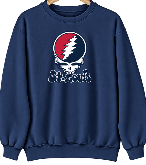 St. Louis Baseball Stealie Grateful Dead Crewneck — St. Louis Cardinals — Navy