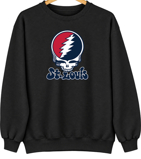 St. Louis Baseball Stealie Grateful Dead Crewneck — St. Louis Cardinals — Black