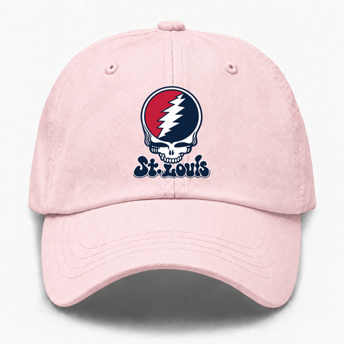 St. Louis Baseball Stealie Grateful Dead Dad Hat — St. Louis Cardinals — Pink