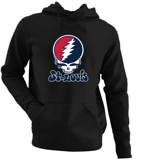 St. Louis Baseball Stealie Grateful Dead Hoodie — St. Louis Cardinals — Black