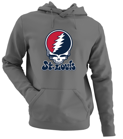 St. Louis Baseball Stealie Grateful Dead Hoodie — St. Louis Cardinals — Charcoal