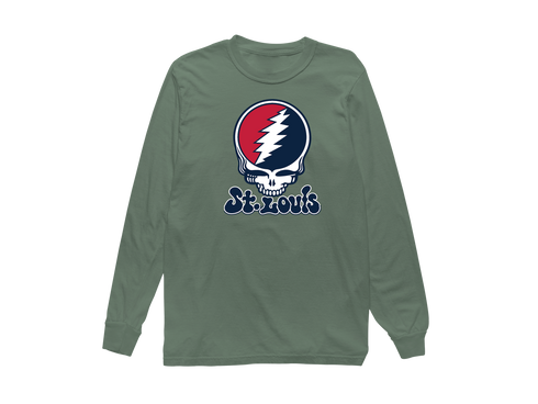 St. Louis Baseball Stealie Grateful Dead Long-Sleeve — St. Louis Cardinals — Light Green