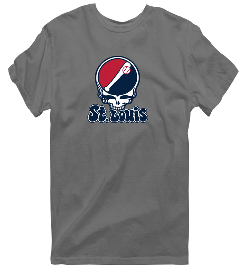 St. Louis Baseball Stealie Grateful Dead T-Shirt — St. Louis Cardinals — Charcoal
